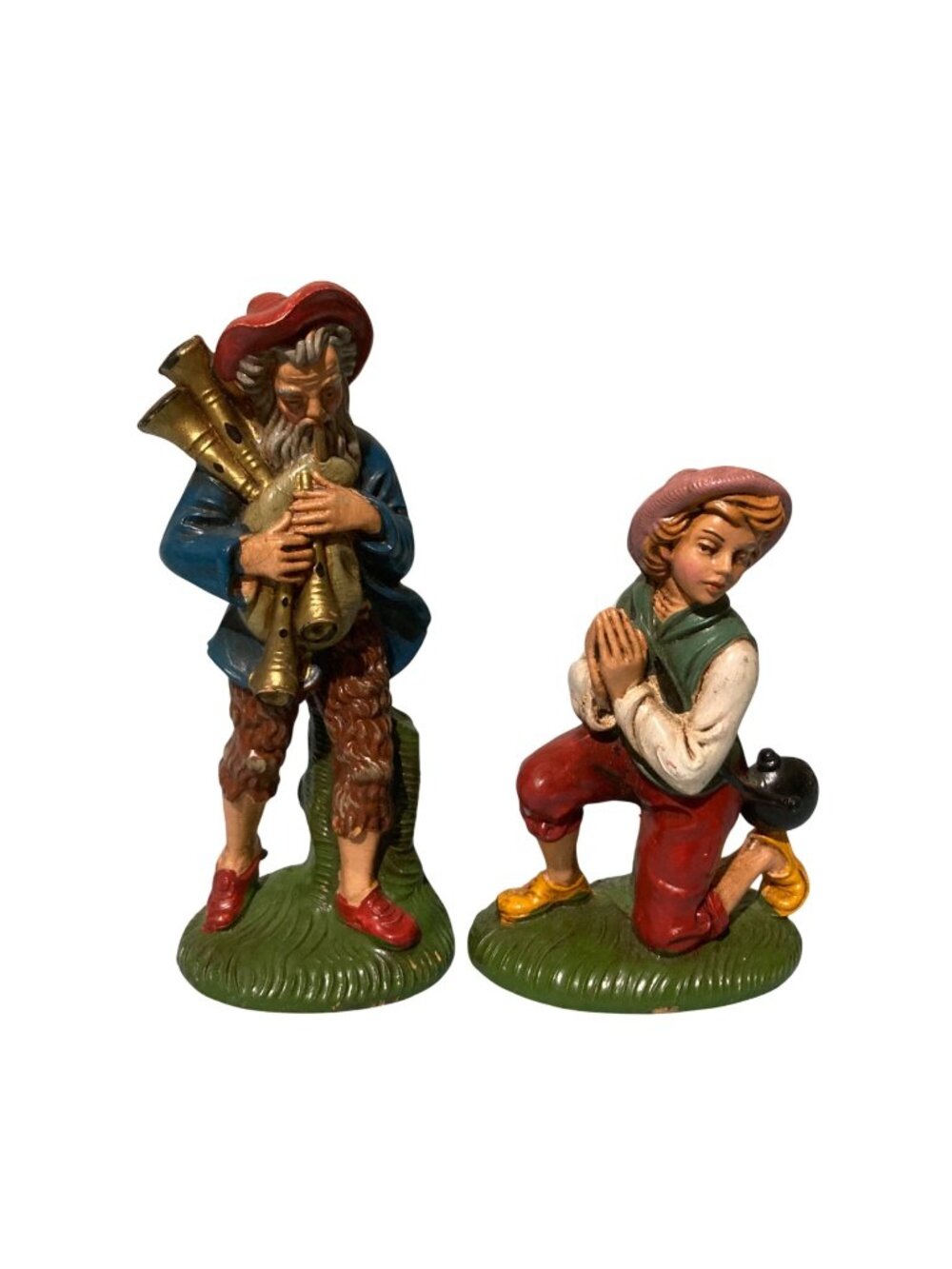 Lot of 2 Vintage Christmas Fontanini Nativity Figurines Bagpiper Praying Boy